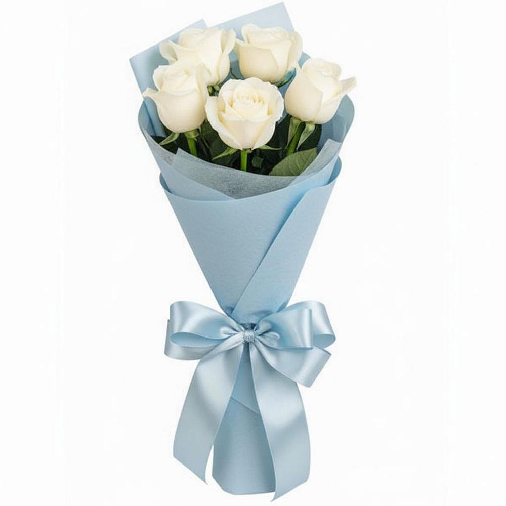 Букет 5 Белых роз Проуд в Камышине