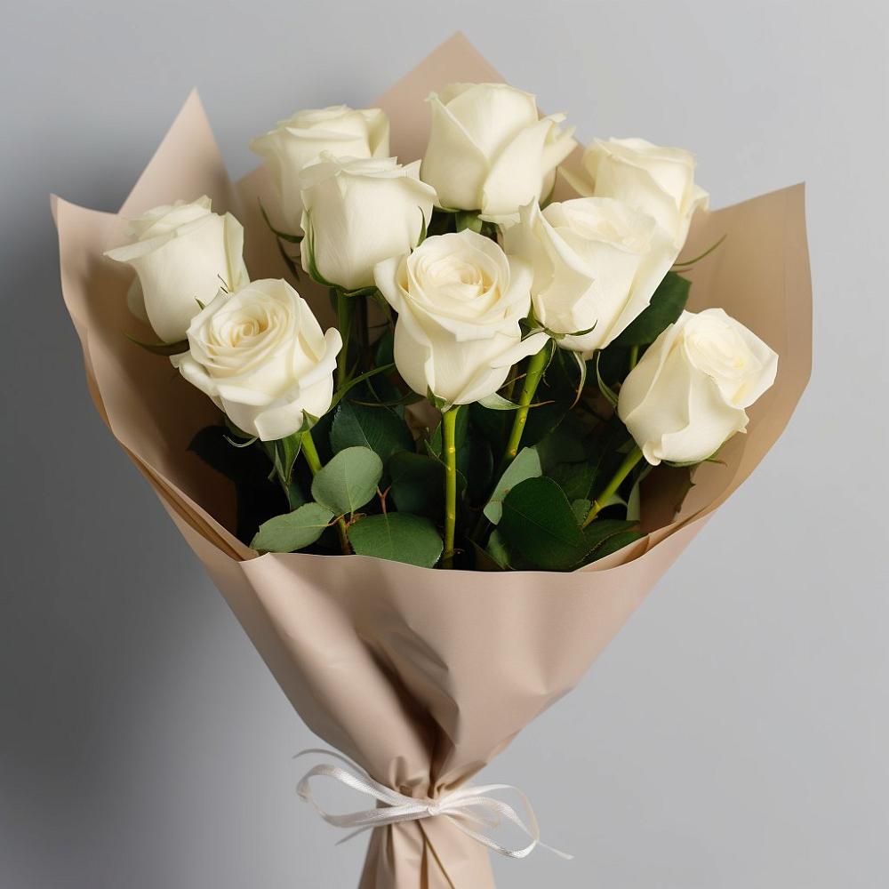 Букет 9 Белых роз Эдлесс Лав в Камышине