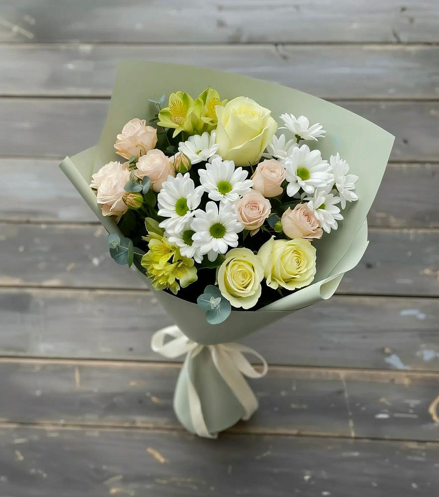 Букет цветов из: Альстромерии, Розы и Хризантемы в Камышине