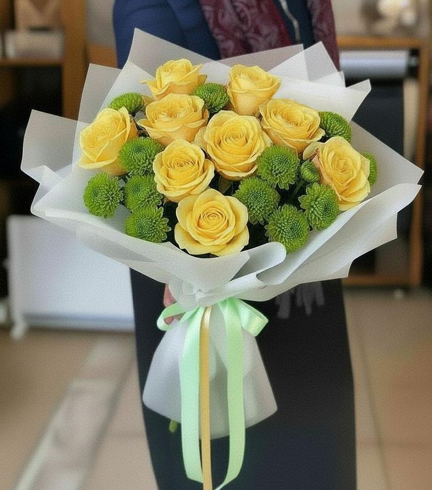 Букет цветов из: Хризантемы и Розы в Камышине