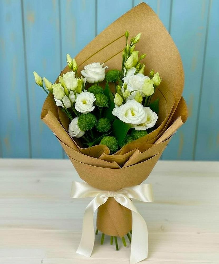 Букет цветов из: Хризантемы и Лизиантусы в Камышине