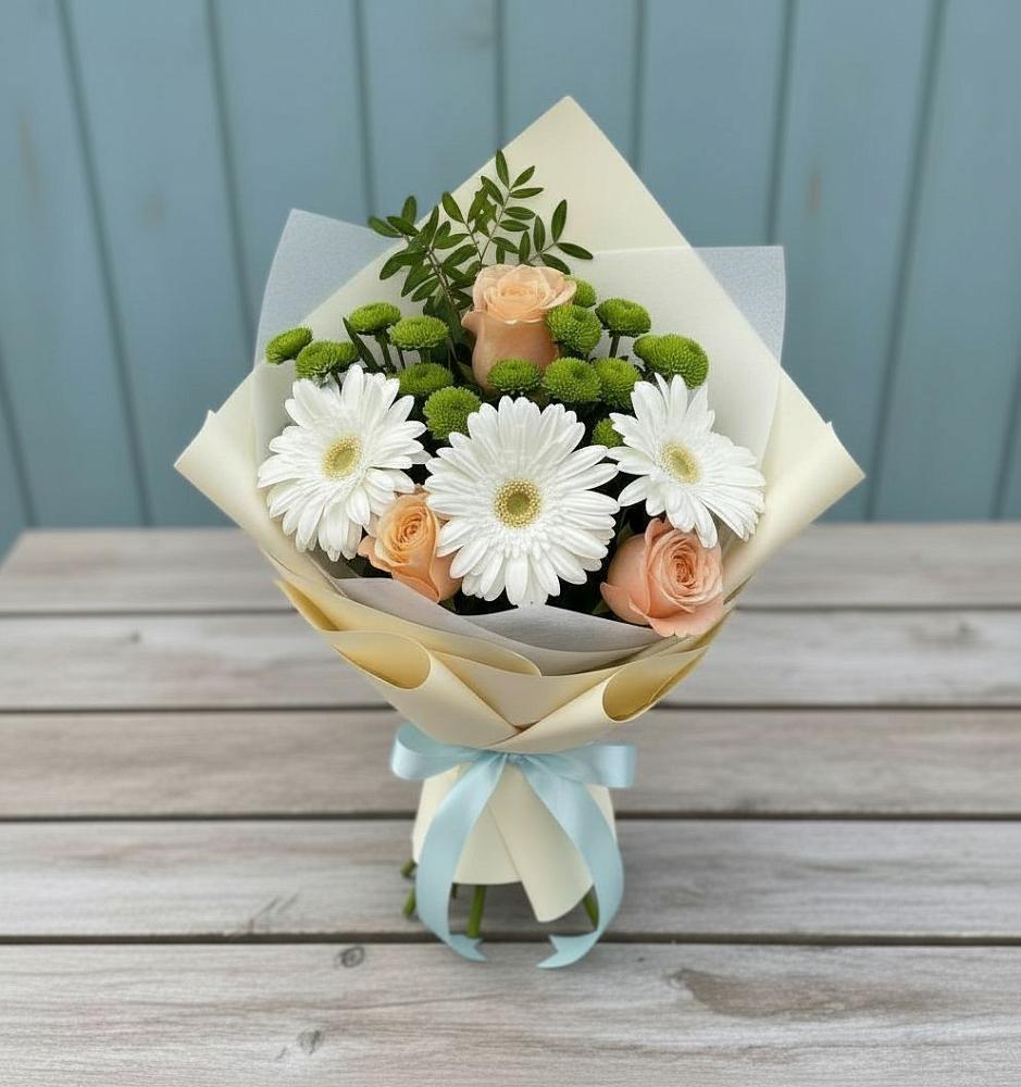 Букет цветов из: Герберы, Розы и Хризантемы в Камышине