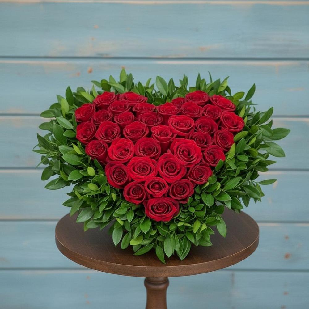 Цветочная композиция из Розы в виде сердца в Камышине