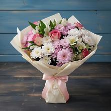 Букет цветов из:  Хризантемы, Альстромерии и Розы в Камышине