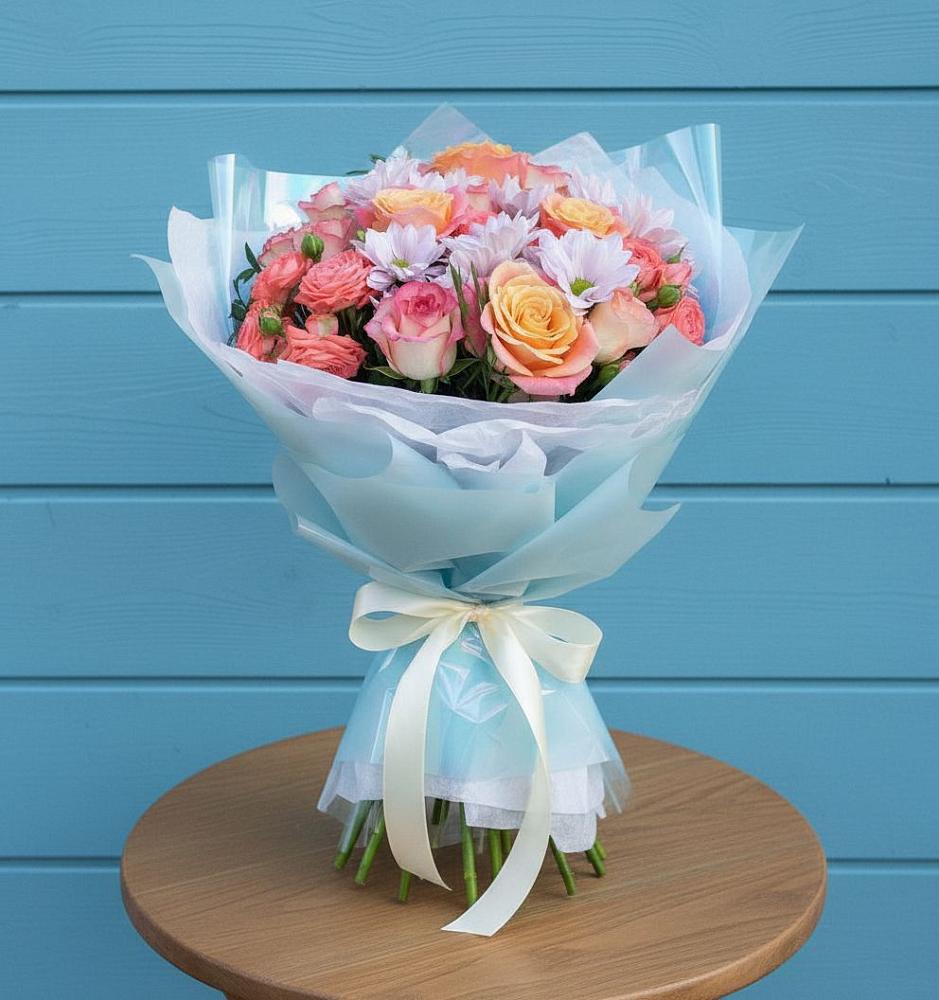 Букет цветов из: Хризантемы и Розы в Камышине